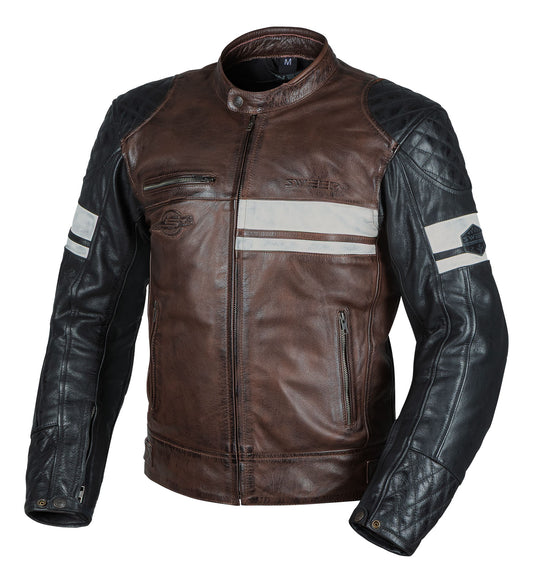 Sweep Santa Fe nahkatakki, ruskea/musta/valkoinen