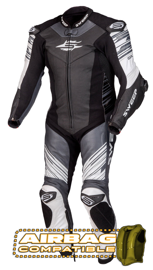 Sweep GPR2 Airbag Compatible 1pc leathersuit, black/white/grey
