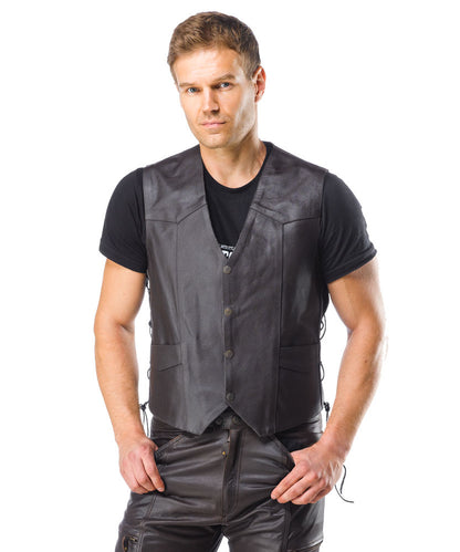 Sweep Classic leather vest, brown