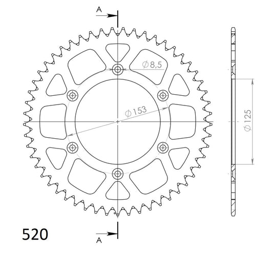 Supersprox takaratas Alu RAL-210:52 Silver