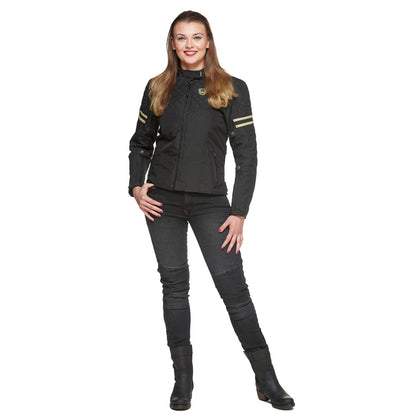 Sweep Amelia naisten vedenpitävä ajotakki, musta/beige