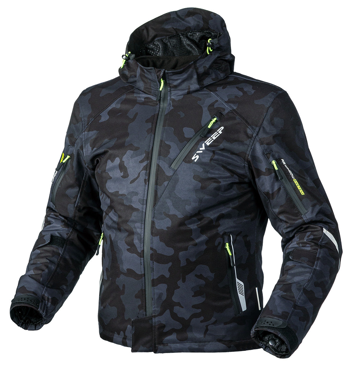 Sweep Breakout waterproof softshell mc jacket, W/O thermo liner, dark grey/camo