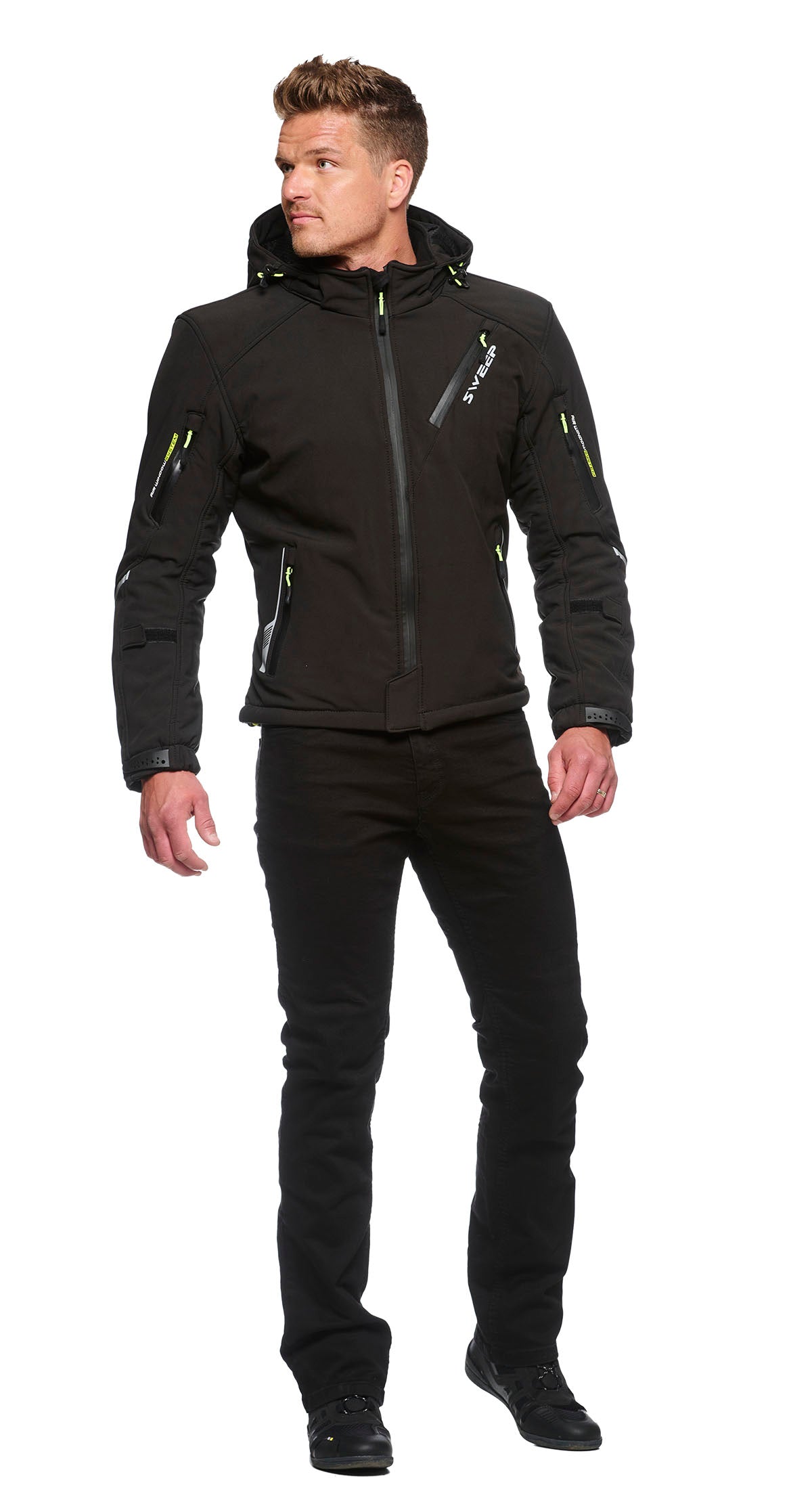 Sweep Breakout waterproof softshell mc jacket, black/yellow