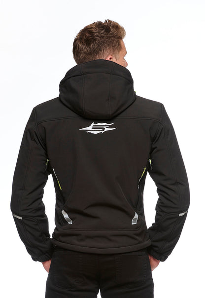 Sweep Breakout waterproof softshell mc jacket, black/yellow