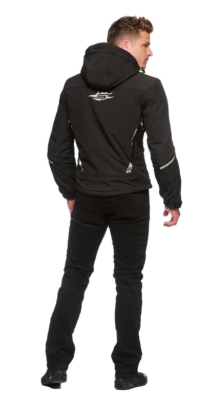 Sweep Breakout waterproof softshell mc jacket, black/yellow