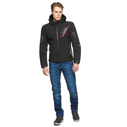 Sweep Breakout waterproof softshell mc jacket, black/red