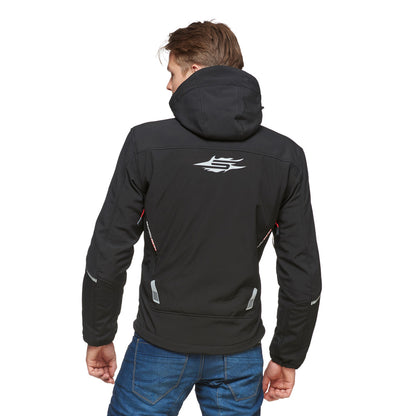Sweep Breakout waterproof softshell mc jacket, black/red