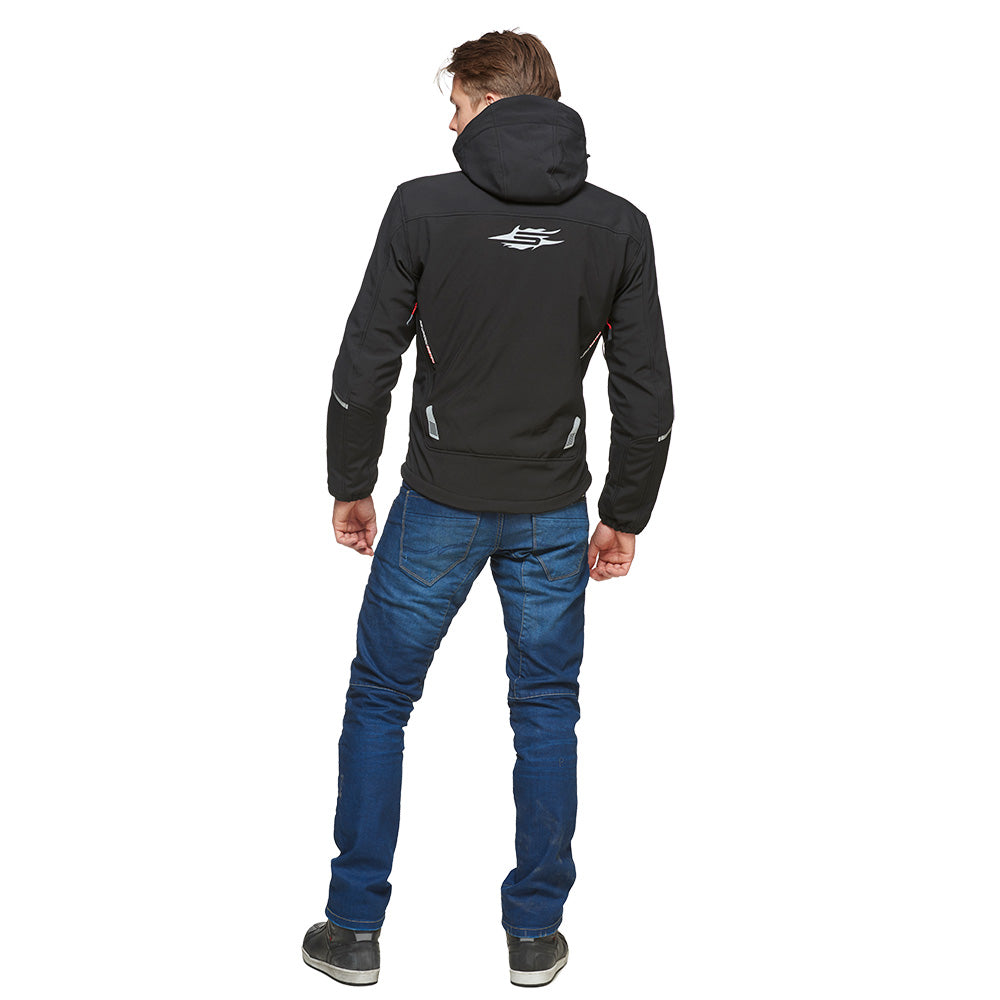 Sweep Breakout waterproof softshell mc jacket, black/red
