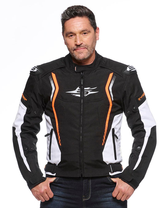 Sweep Chicane 2 waterproof textile jacket, black/white/orange