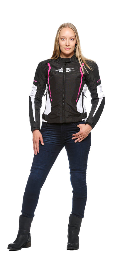 Sweep Chicane 2 waterproof ladies textile jacket, black/pink