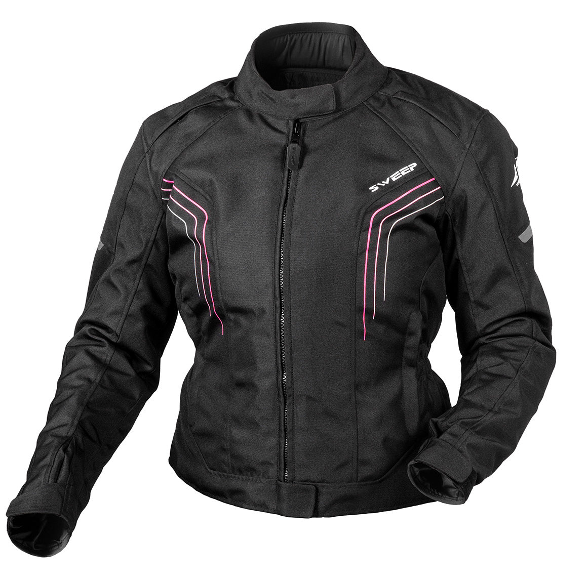 Sweep Connect waterproof ladies textile jacket, black/pink