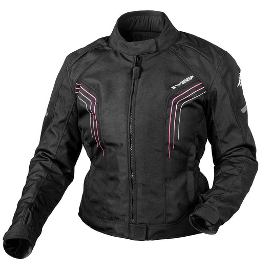Sweep Connect waterproof ladies textile jacket, black/pink