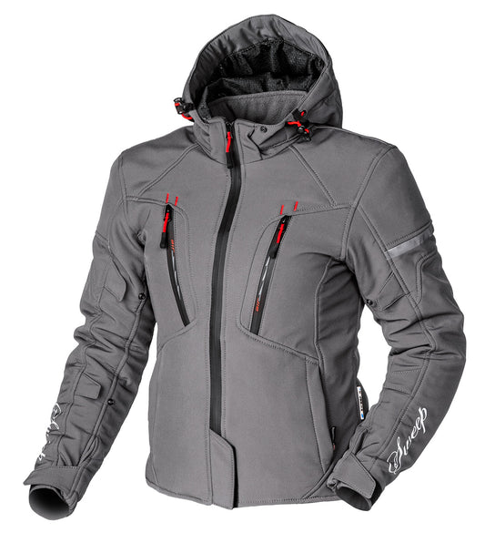 Sweep Flawless ladies softshell mc jacket, grey/red