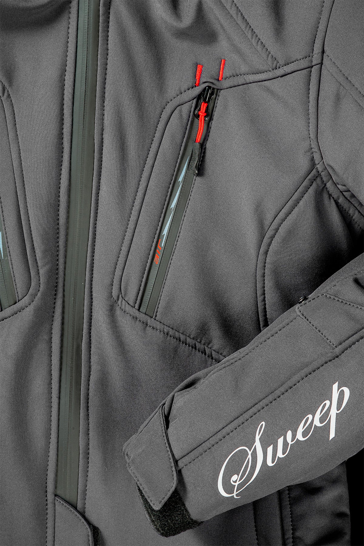 Sweep Flawless ladies softshell mc jacket, grey/red