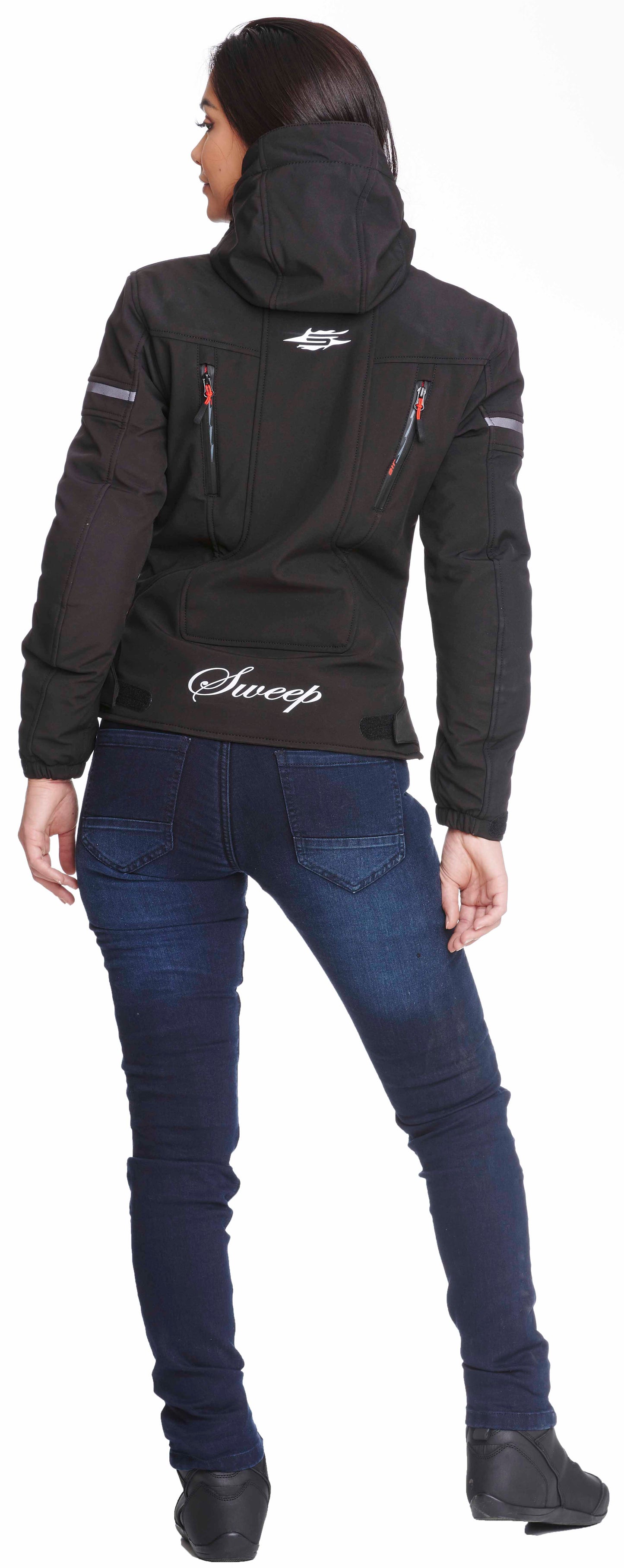 Sweep Flawless ladies softshell mc jacket, black/red\r\n