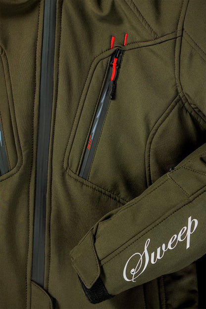 Sweep Flawless ladies softshell mc jacket W/O thermo liner, olive green/red