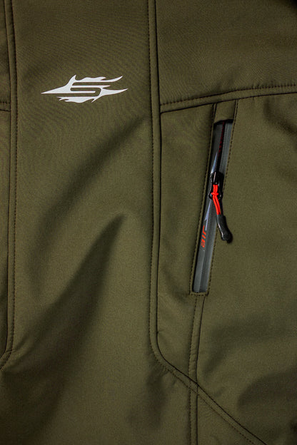 Sweep Flawless ladies softshell mc jacket W/O thermo liner, olive green/red