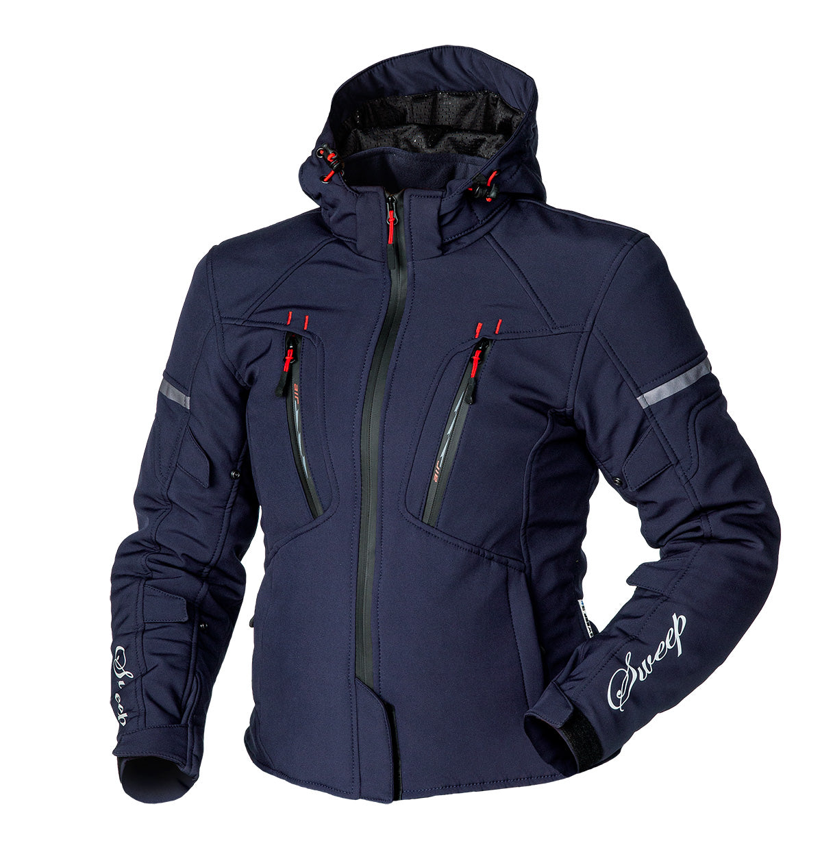 Sweep Flawless ladies softshell mc jacket, navy blue/red\r\n