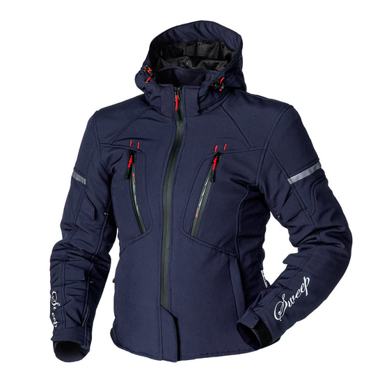 Sweep Flawless ladies softshell mc jacket, navy blue/red\r\n