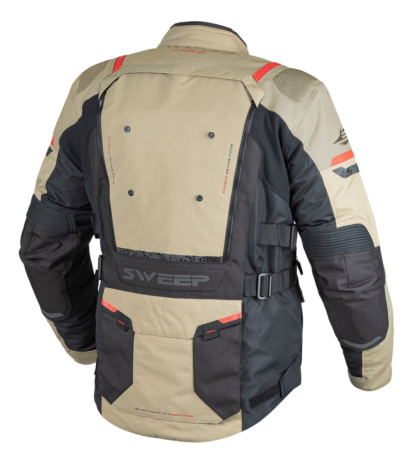 Sweep GT Touring 4.0 jokasään ajotakki, musta/khaki/punainen