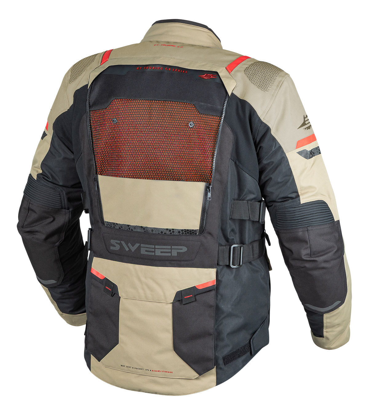 Sweep GT Touring 4.0 jokasään ajotakki, musta/khaki/punainen