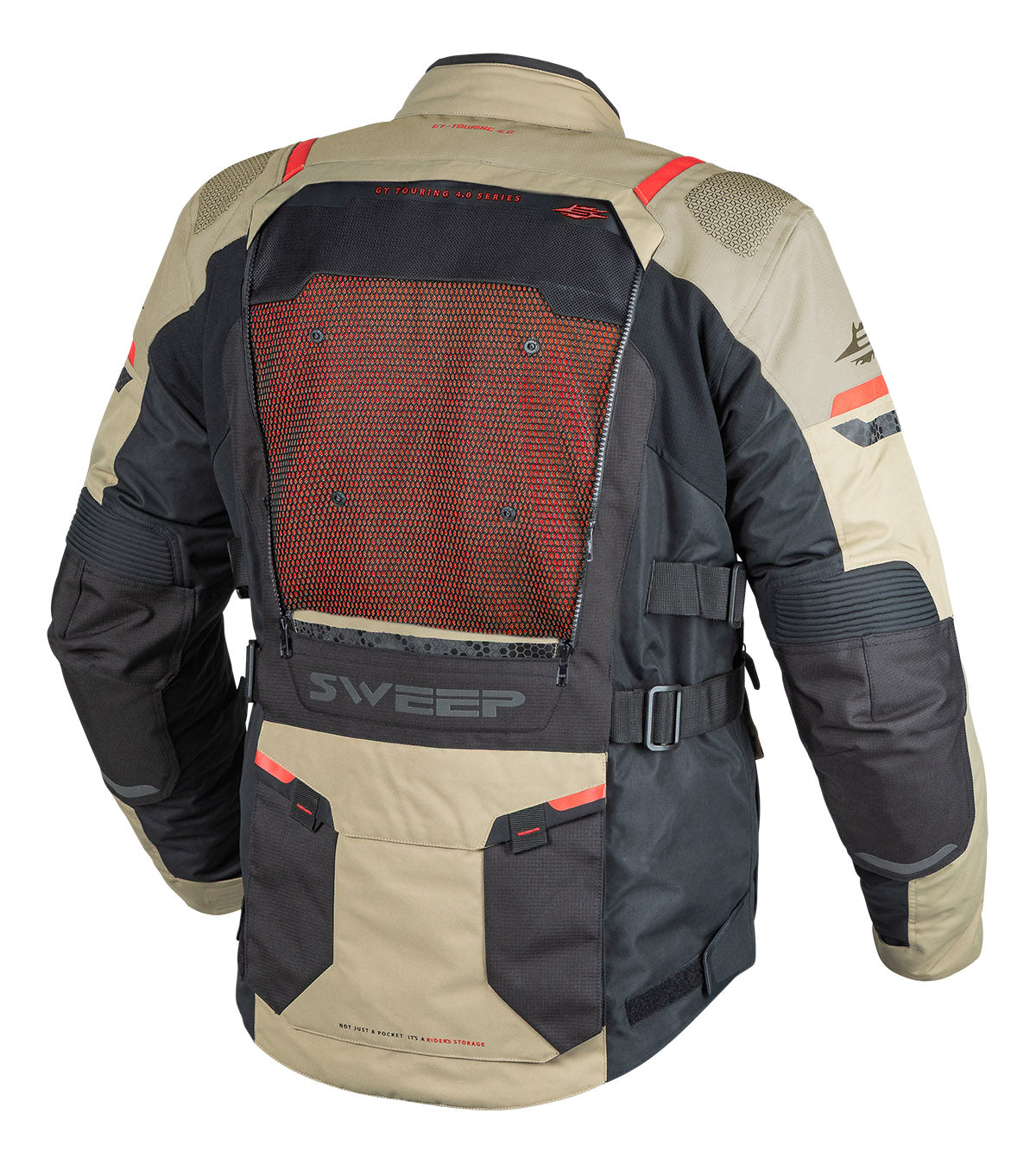 Sweep GT Touring 4.0 jokasään ajotakki, musta/khaki/punainen