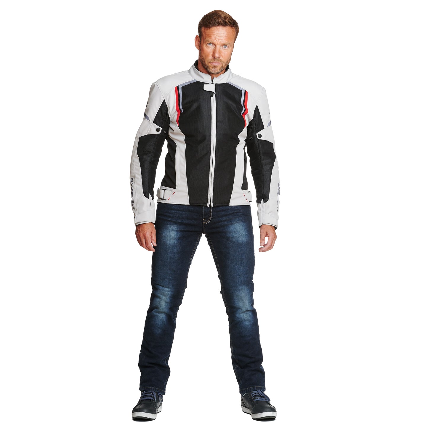 Sweep Mojave summer + waterproof mc jacket , black/ivory/red