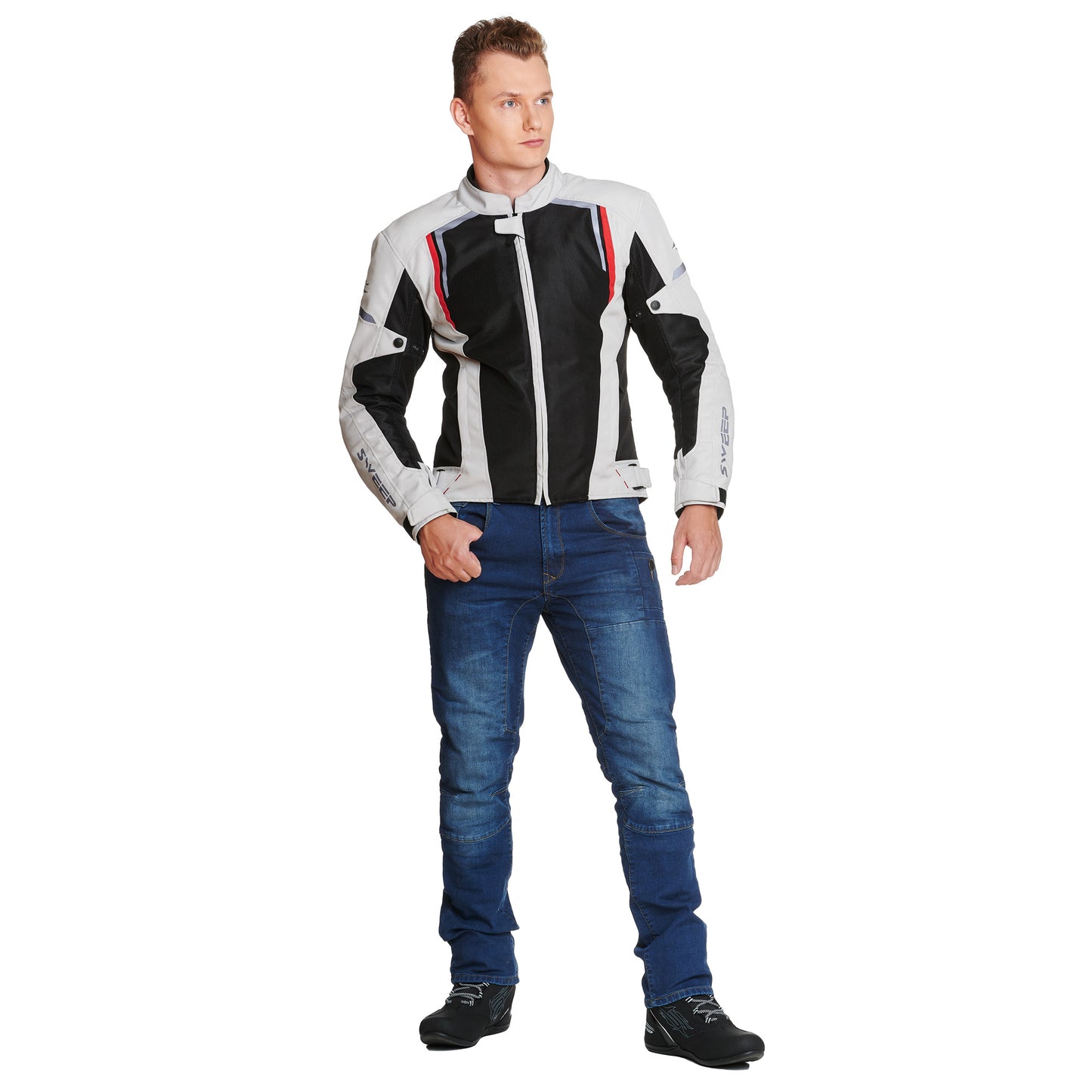 Sweep Mojave summer + waterproof mc jacket , black/ivory/red