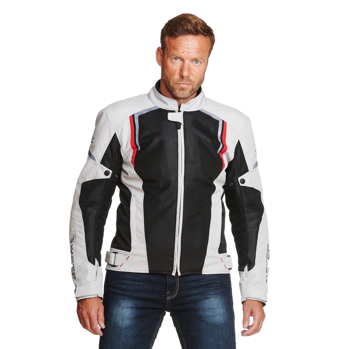 Sweep Mojave summer + waterproof mc jacket , black/ivory/red