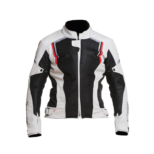 Sweep Mojave summer + waterproof ladies mc jacket, black/ivory/red