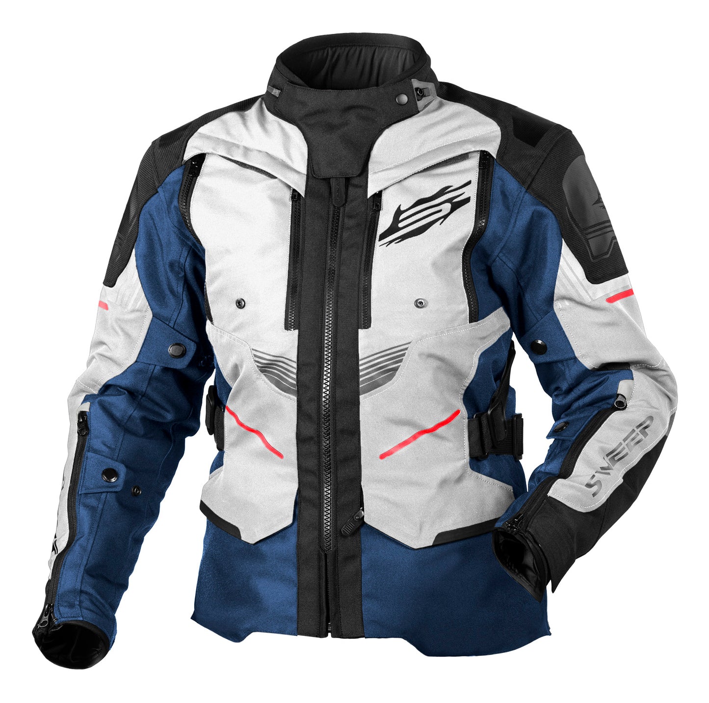 Sweep Rampart jacket, blue/ivory/red/grey
