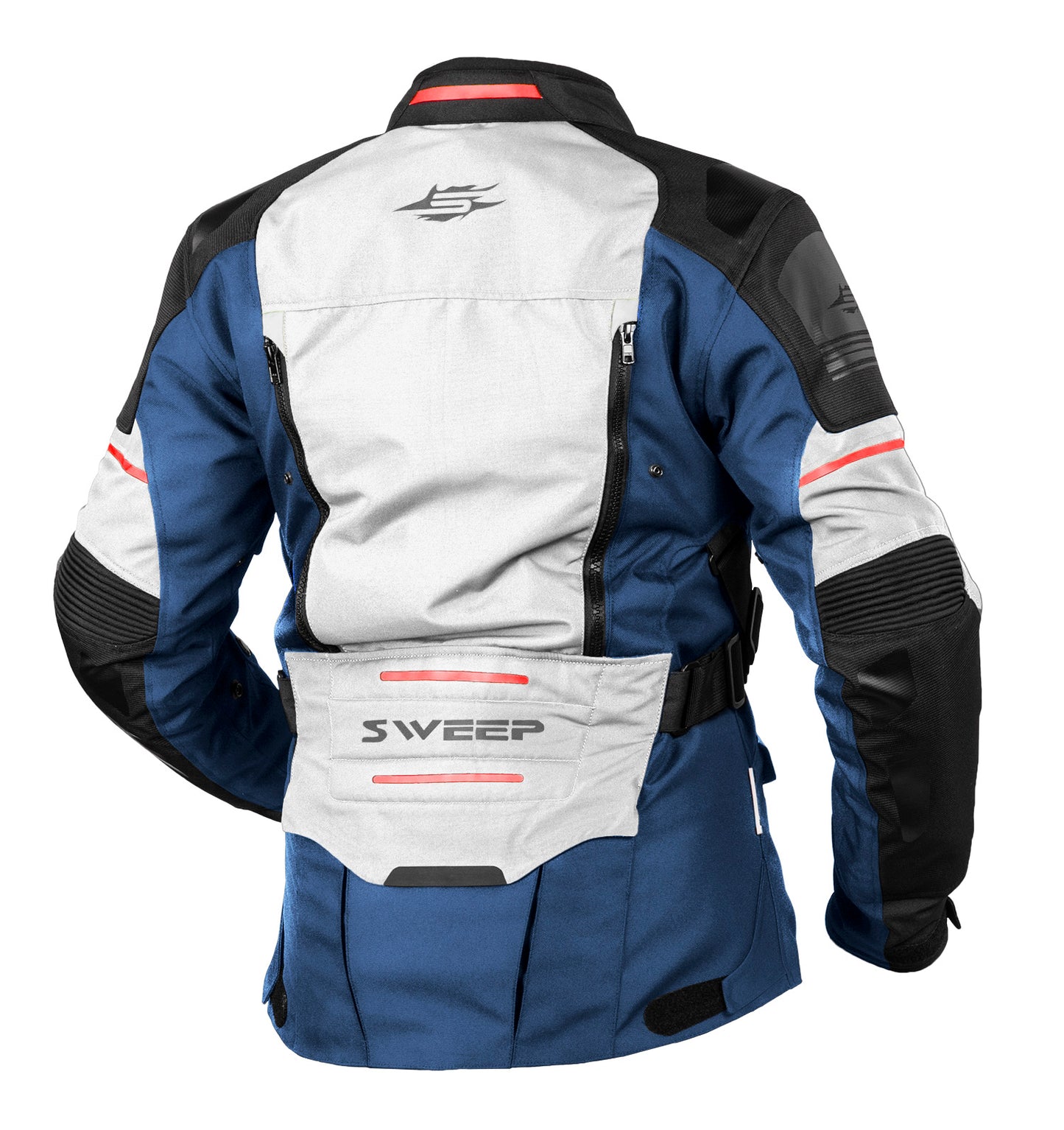 Sweep Rampart jacket, blue/ivory/red/grey