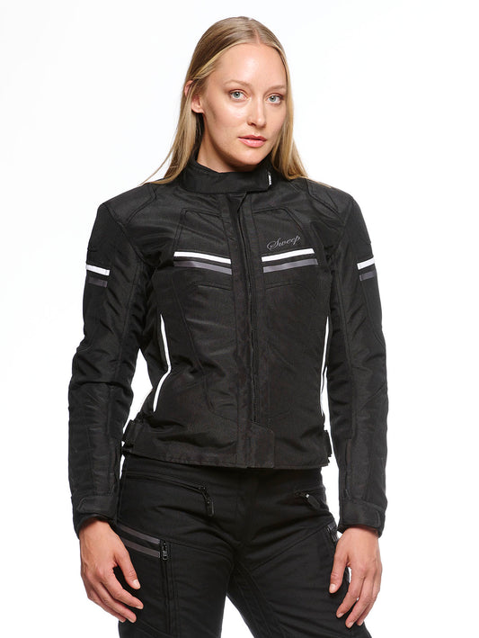 Sweep Spirit waterproof ladies textile jacket, black/white