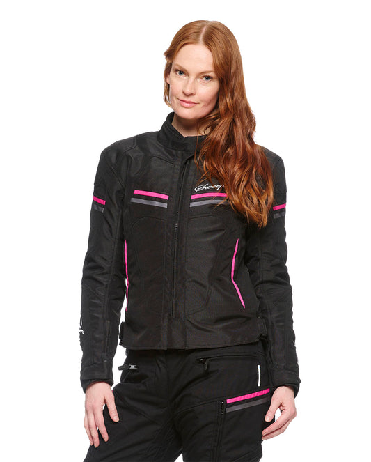 Sweep Spirit waterproof ladies textile jacket, black/pink