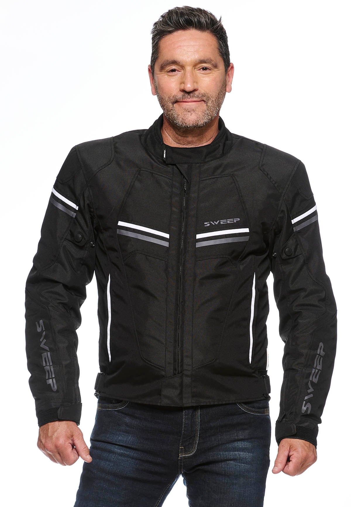 Sweep Spirit waterproof textile jacket, black/white