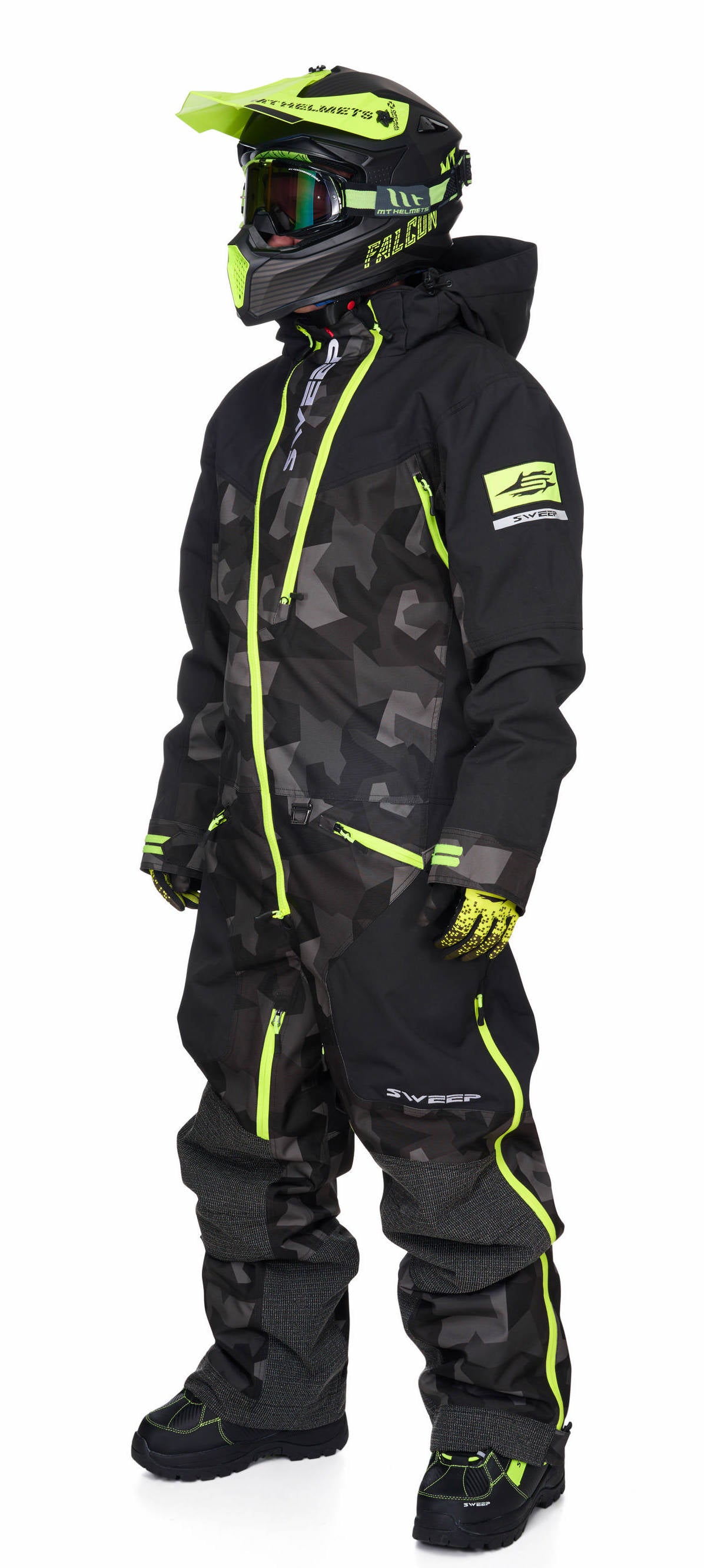 Sweep Peak Insulated Monosuit, black/grey camo/yellow