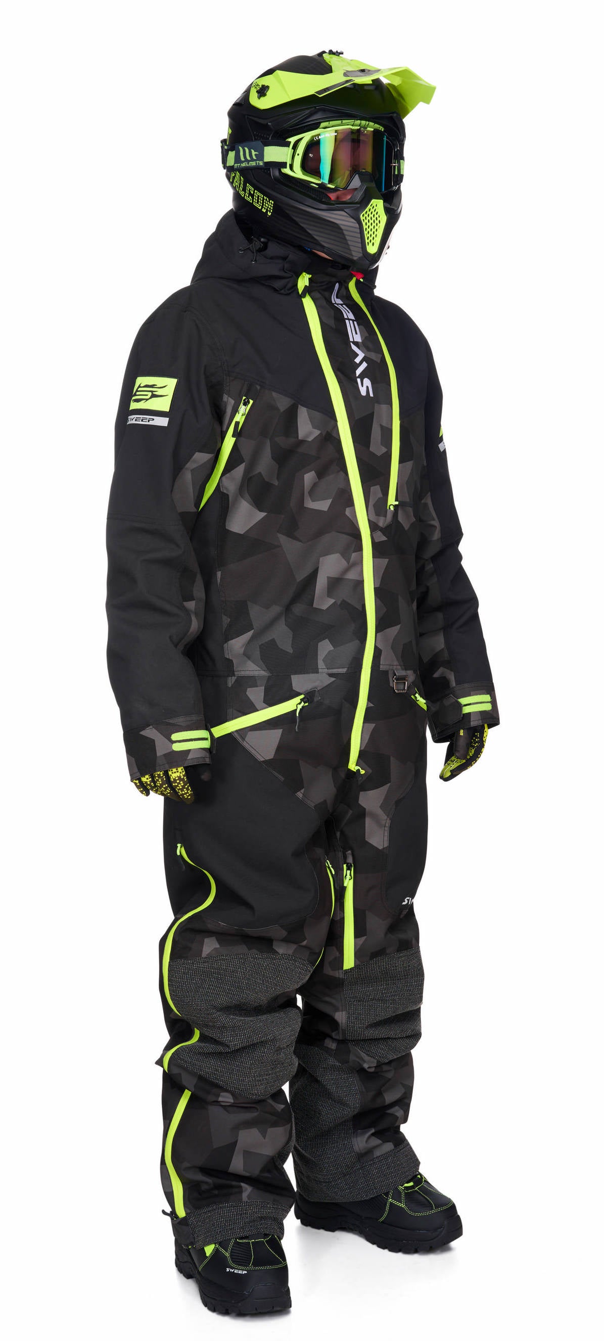 Sweep Peak Insulated Monosuit, black/grey camo/yellow