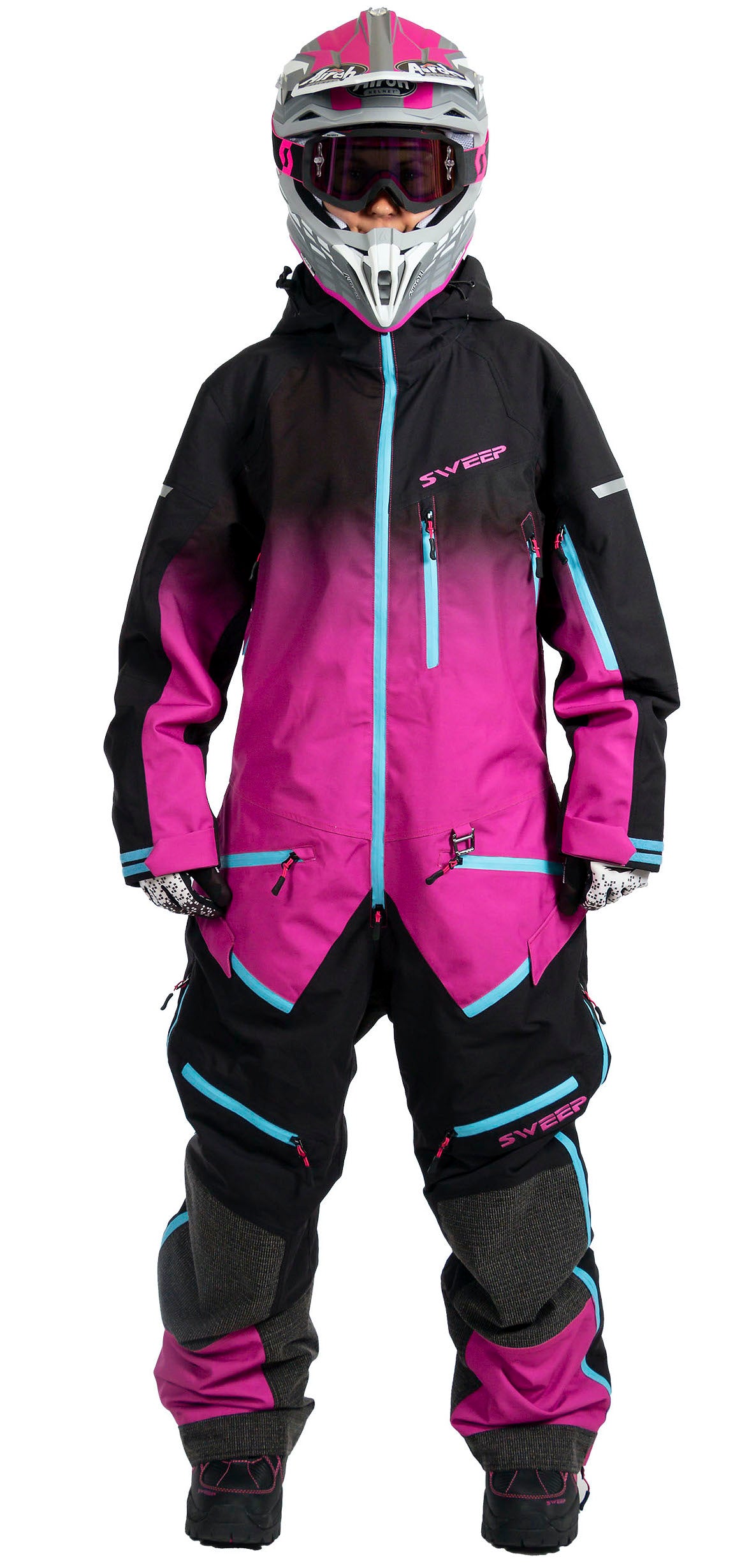 Sweep Tundra Insulated ladies monosuit, fuchsia black fade