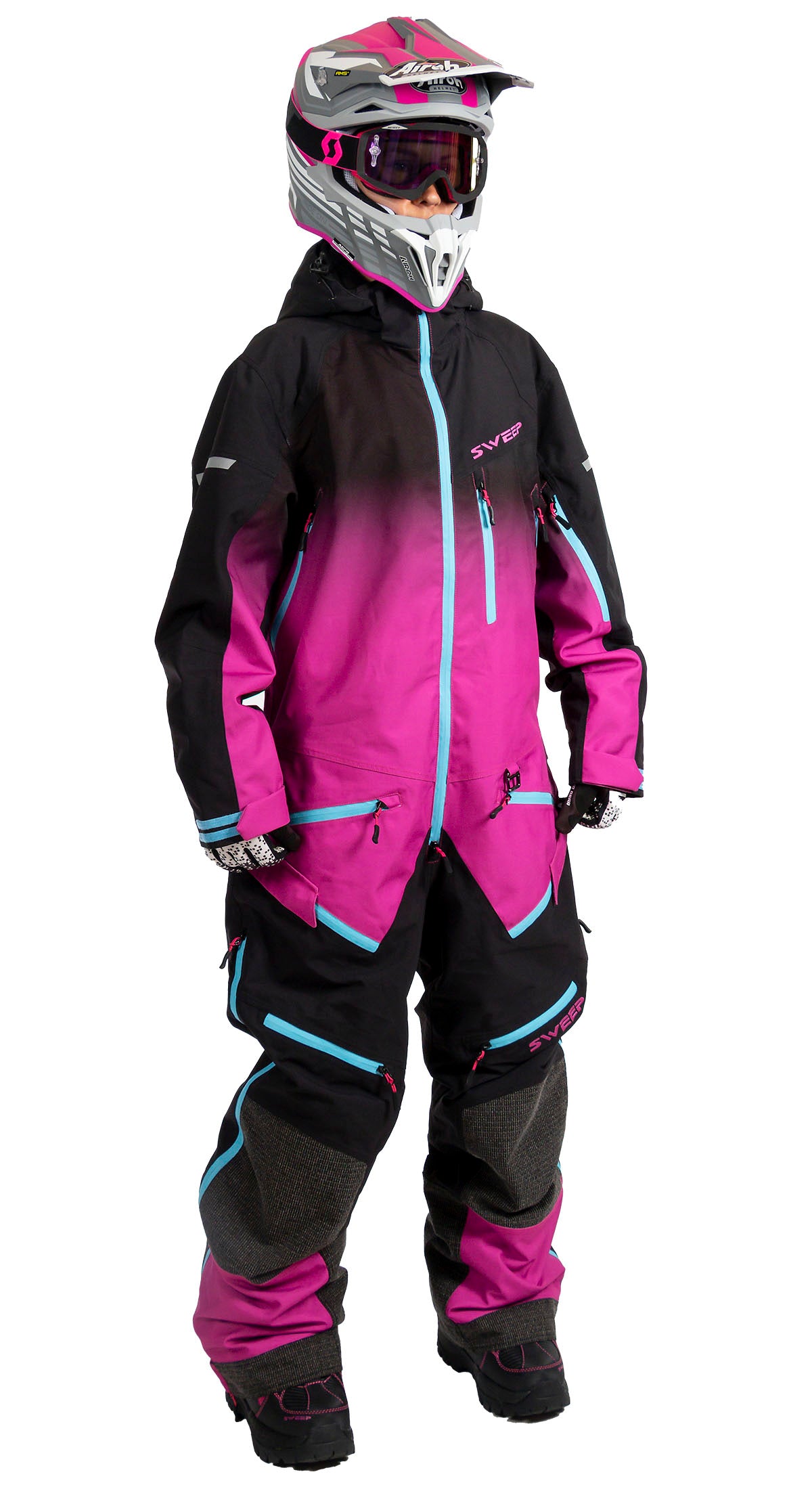 Sweep Tundra Insulated ladies monosuit, fuchsia black fade