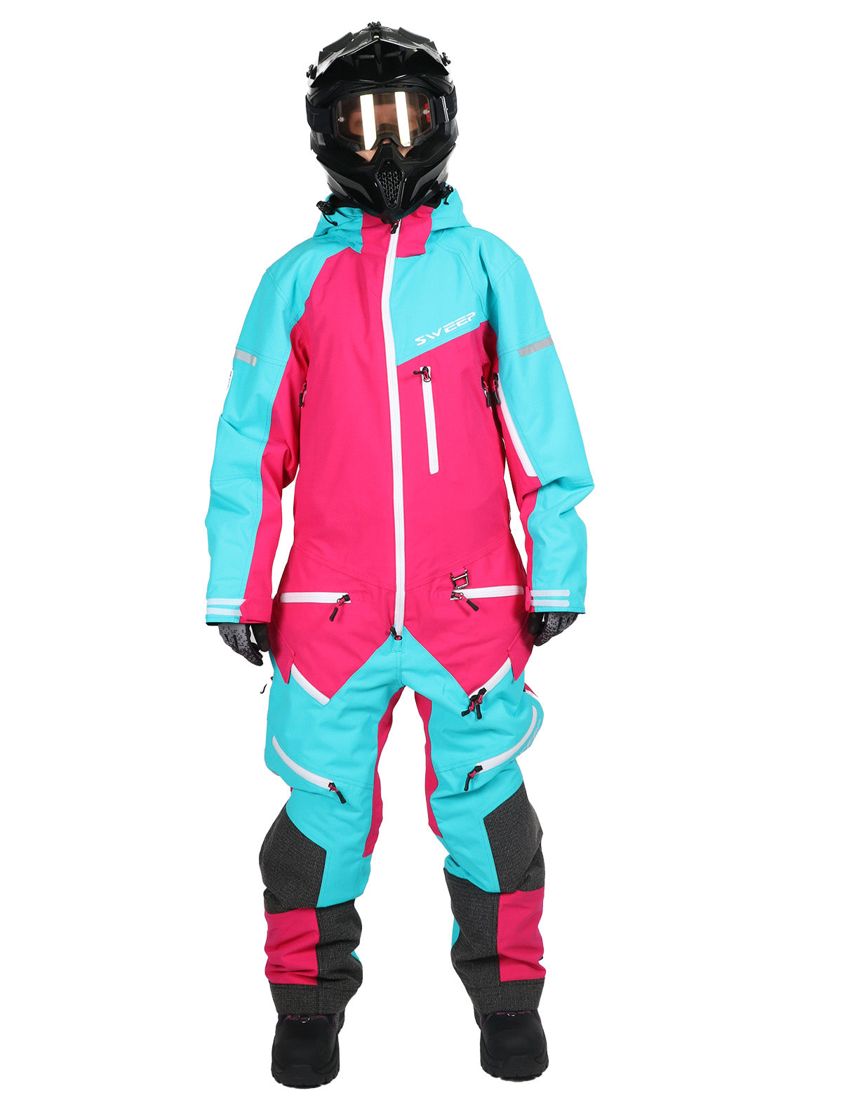 Sweep Tundra Light ladies monosuit, light blue/bright pink