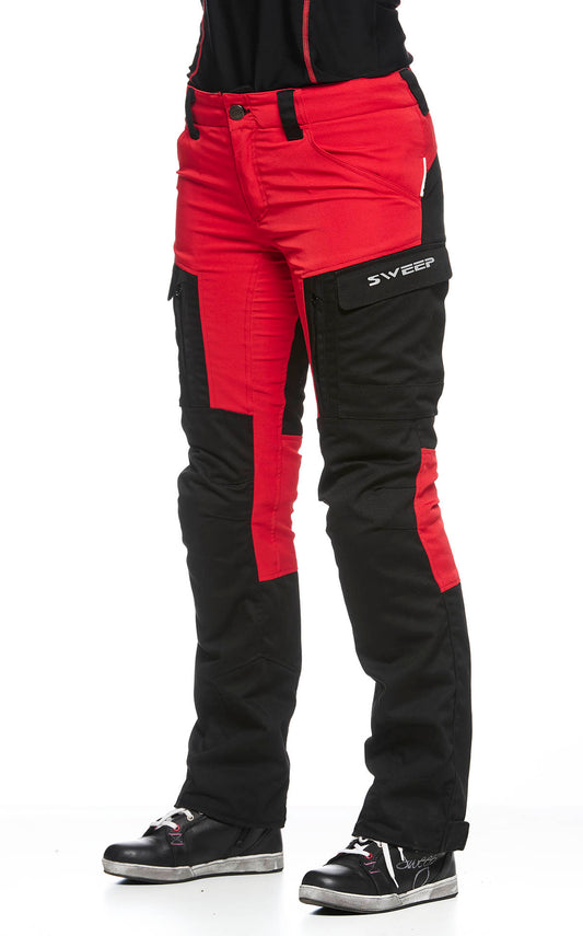 Sweep Chief aramid forced ladies mc pant, black/red