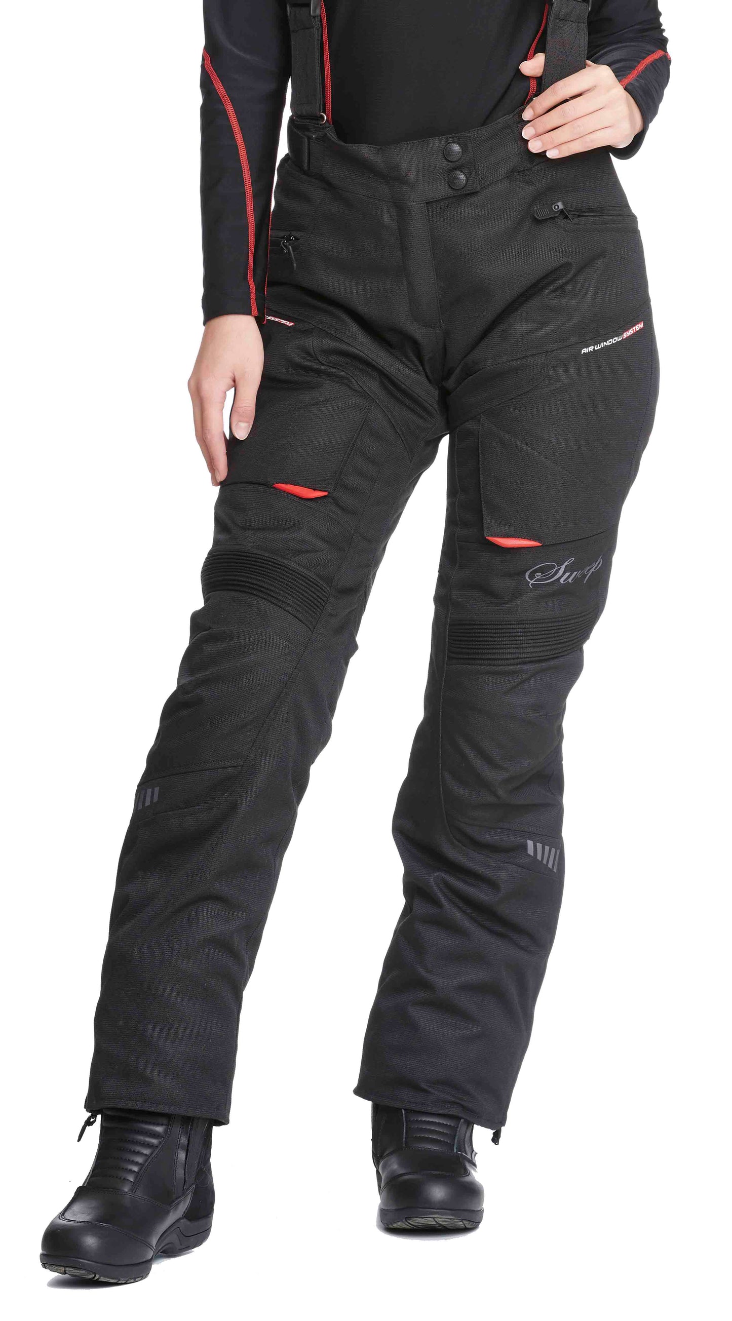 Sweep Charisma II ladies 4- season pant, black/red