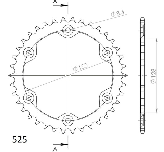 Supersprox takaratas Alu RAL-613:38 Black