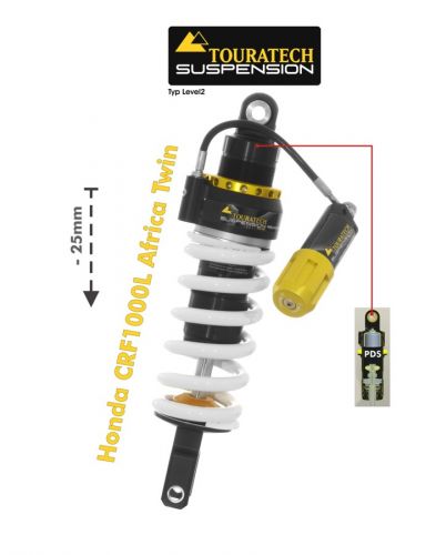 Touratech Suspension lowering shock (-25 mm) for Honda CRF1000L Africa Twin from