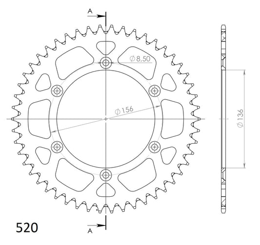 Supersprox takaratas Alu RAL-1512:50 Silver