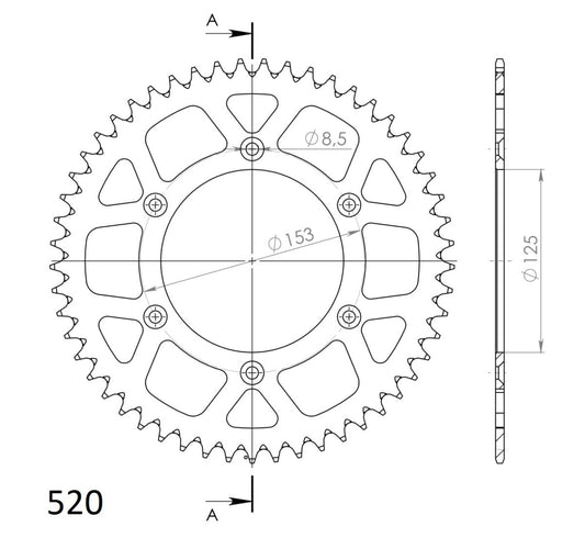 Supersprox takaratas Alu RAL-210:50 Silver