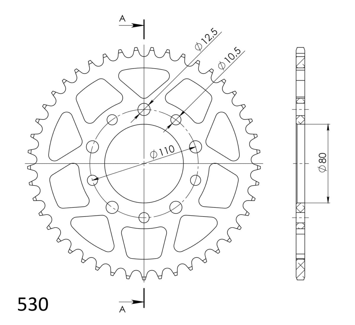 Supersprox takaratas Alu RAL-1334:42 Black