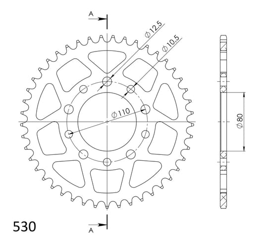 Supersprox takaratas Alu RAL-1334:42 Black