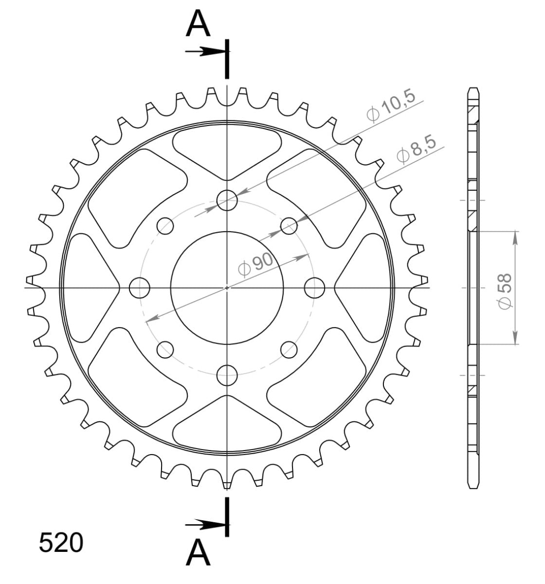 Supersprox takaratas Steel RFE-273:39 Silver