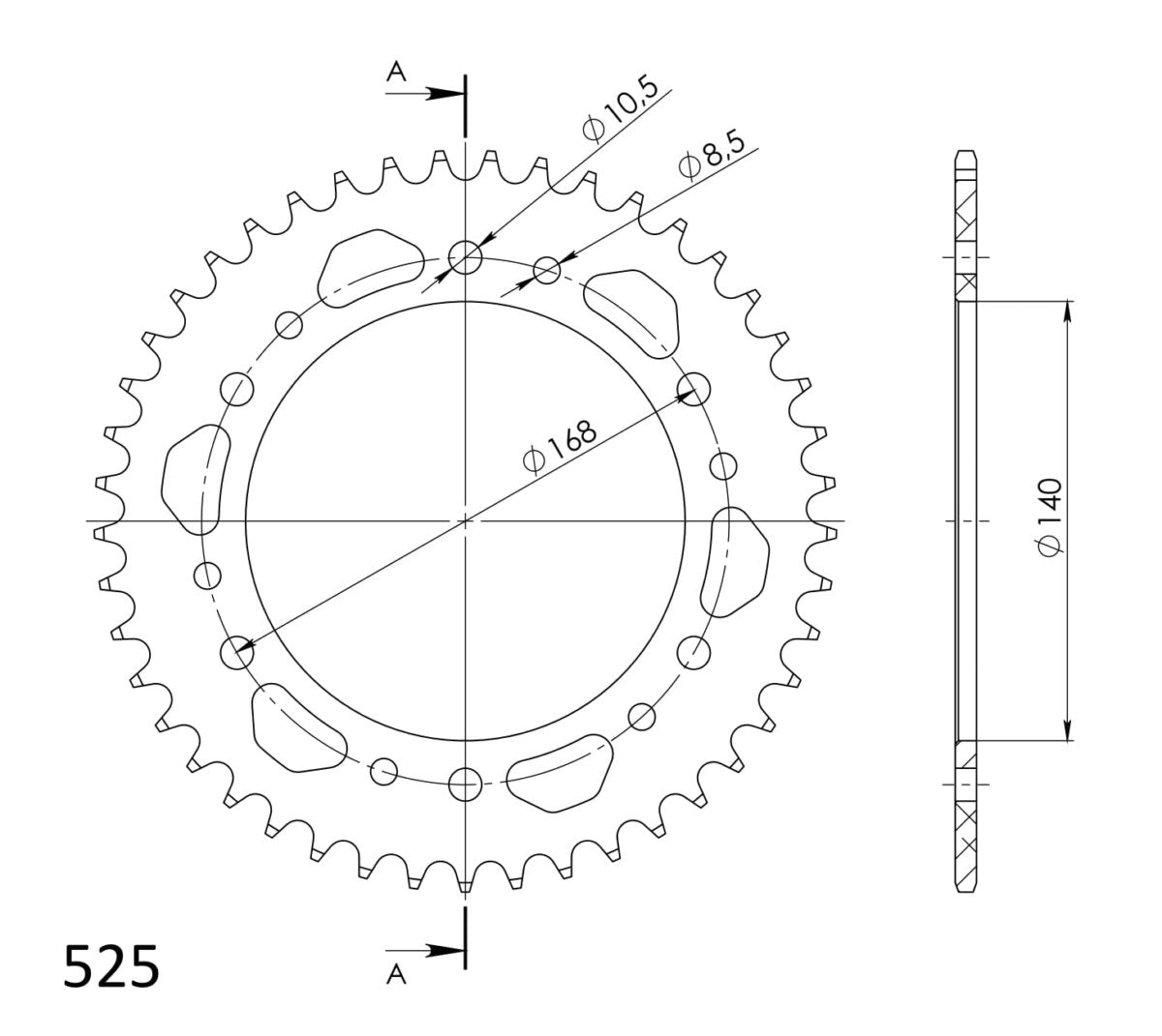 Supersprox takaratas Alu RAL-6:45 Black